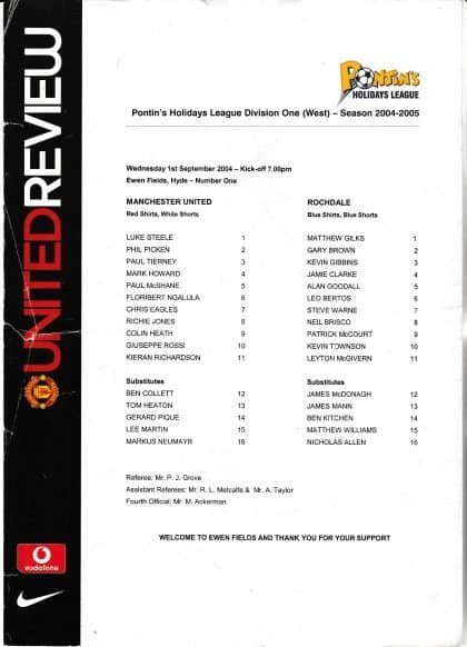 Manchester United Reserves v Rochdale Reserves 01-Sep-2004