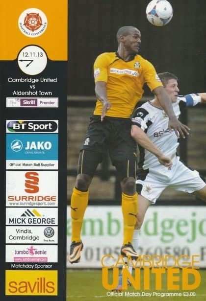 Cambridge United v Aldershot Town 12-Nov-2013
