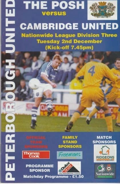 Peterborough United v Cambridge United 02-Dec-1997