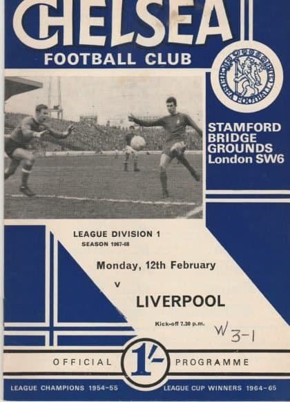 Chelsea v Liverpool 12-Feb-1968