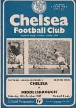 Chelsea v Middlesbrough  20-Oct-1962