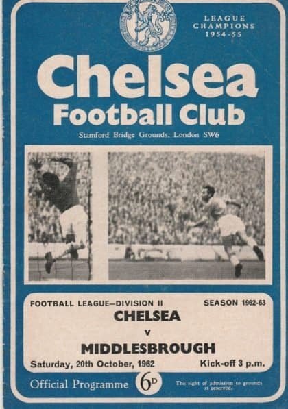 Chelsea v Middlesbrough  20-Oct-1962