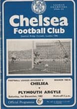Chelsea v Plymouth Argyle  01-Dec-1962