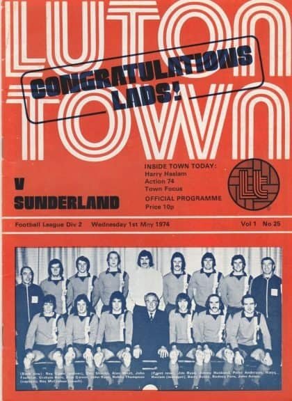 Luton Town v Sunderland  01-May-1974