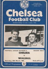 Chelsea v Walsall  30-Mar-1963