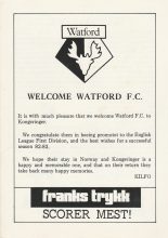 Kongsvinger v Watford  02-Aug-1982
