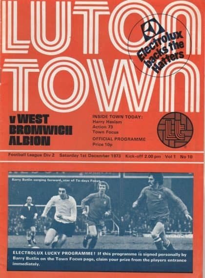 Luton Town v West Bromwich Albion  01-Dec-1973