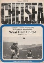 Chelsea v West Ham United  09-Sep-1972