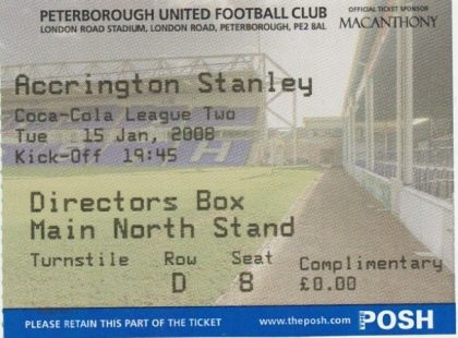 Peterborough United v Accrington Stanley 15-Jan-2008