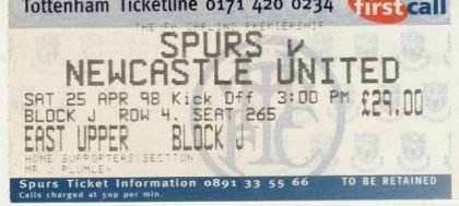 Tottenham Hotspur v Newcastle United 25-Apr-1998