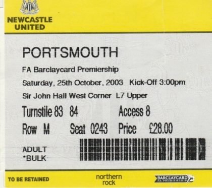 Newcastle United v Portsmouth 25-Oct-2003