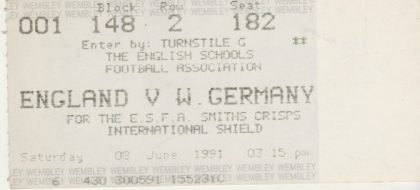 England Schoolboys v West Germany Schoolboys 08-Jun-1991