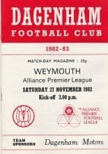 Dagenham v Weymouth  27-Nov-1982