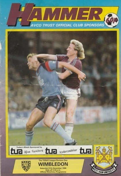 West Ham United v Wimbledon 27-Dec-1986