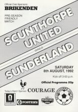 Scunthorpe United v Sunderland  08-Aug-1992