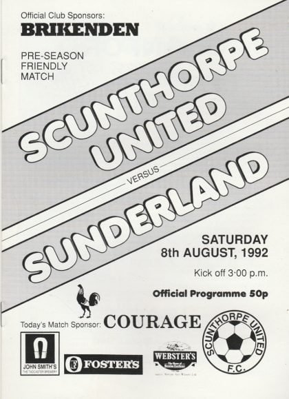 Scunthorpe United v Sunderland  08-Aug-1992
