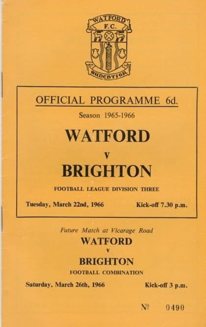 Watford v Brighton and Hove Albion 22-Mar-1966