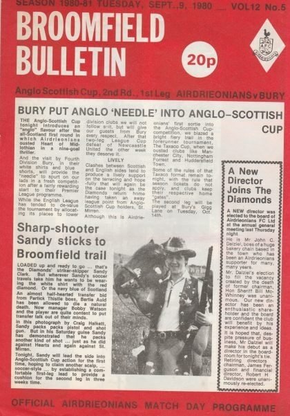 Airdrieonians v Bury 09-Sep-1980