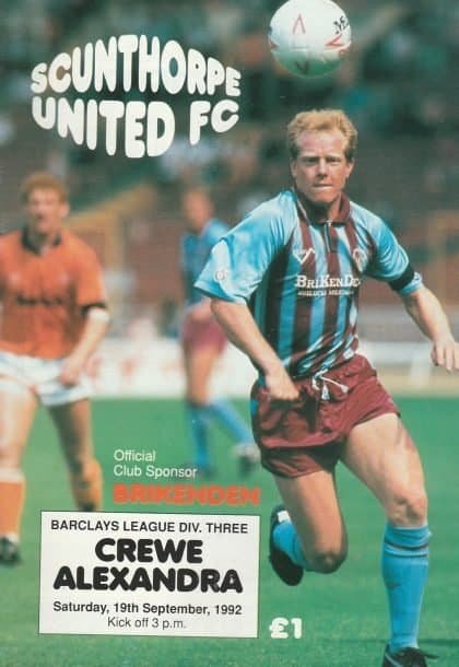 Scunthorpe United v Crewe Alexandra  19-Sep-1992