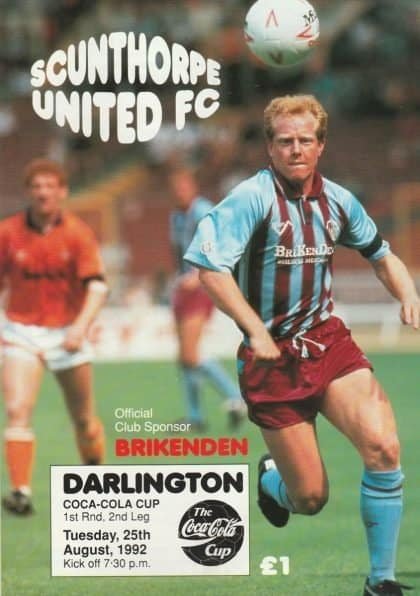 Scunthorpe United v Darlington 25-Aug-1992