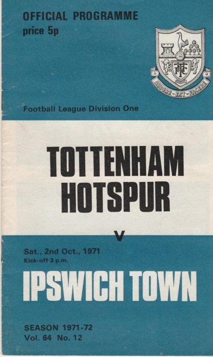 Tottenham Hotspur v Ipswich Town 02-Oct-1971