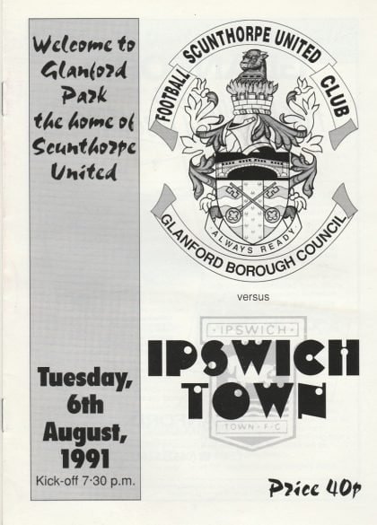 Scunthorpe United v Ipswich Town 06-Aug-1991