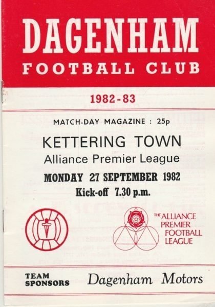 Dagenham v Kettering Town 27-Sep-1982