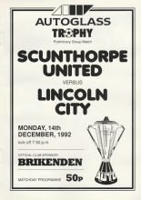Scunthorpe United v Lincoln City   14-Dec-1992