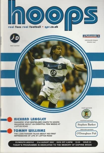 Queens Park Rangers v Plymouth Argyle 31-Aug-2002
