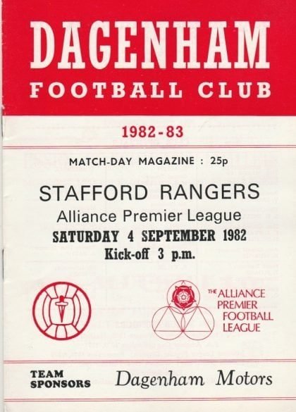 Dagenham v Stafford Rangers  04-Sep-1982