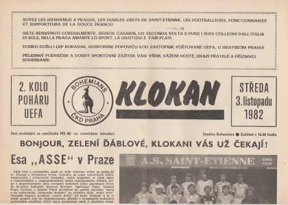Bohemians Prague v St Etienne 03-Nov-1982