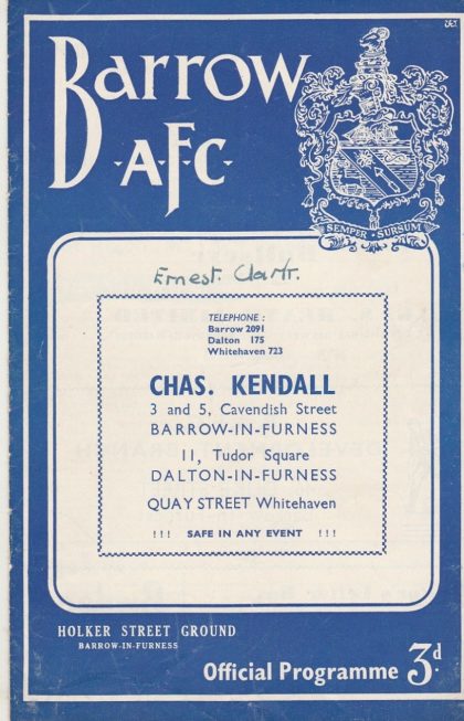 Barrow v Stockport County 15-Oct-1955