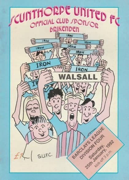 Scunthorpe United v Walsall  25-Jan-1992
