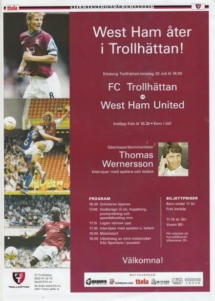 FC Trollhättan v West Ham United   20-Jul-2006
