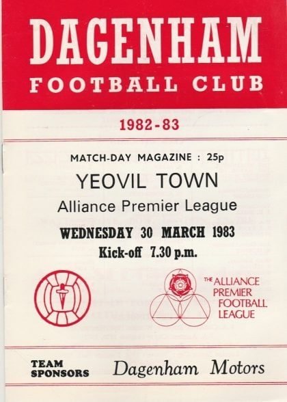 Dagenham v Yeovil Town  30-Mar-1983