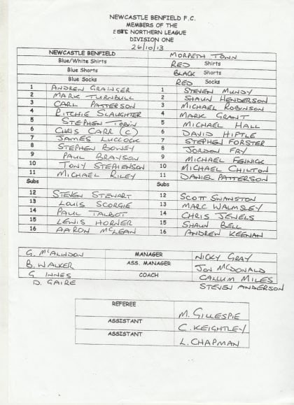 Newcastle Benfield v Morpeth Town  26-Oct-2013