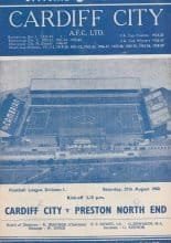 Cardiff City v Preston North End  27-Aug-1960