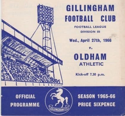 Gillingham v Oldham Athletic 27-Apr-1966