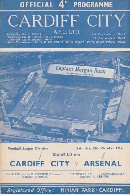Cardiff City v Arsenal 28-Oct-1961