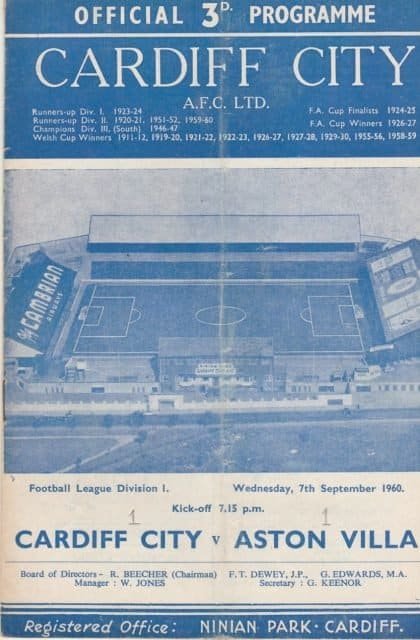 Cardiff City v Aston Villa  07-Sep-1960