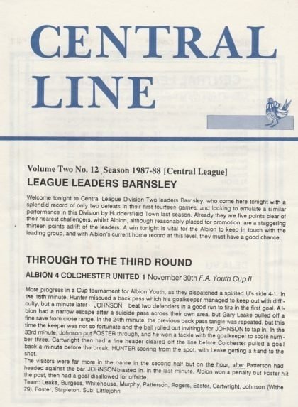 West Bromwich Albion Reserves v Barnsley Reserves 02-Dec-1987