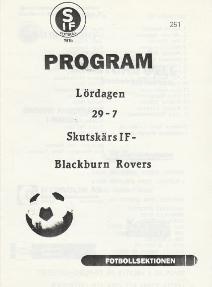 Skutskärs IF v Blackburn Rovers  25-Jul-1989