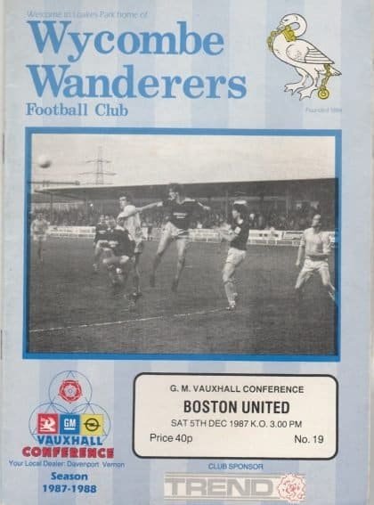 Wycombe Wanderers v Boston United 05-Dec-1987