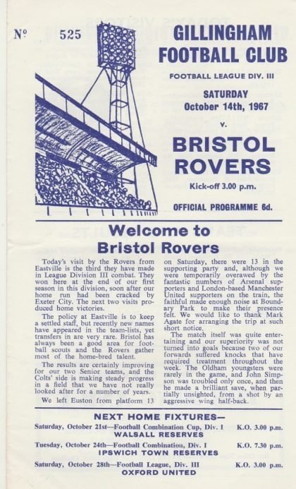 Gillingham v Bristol Rovers  14-Oct-1967