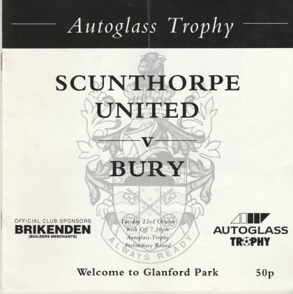 Scunthorpe United v Bury  22-Oct-1991