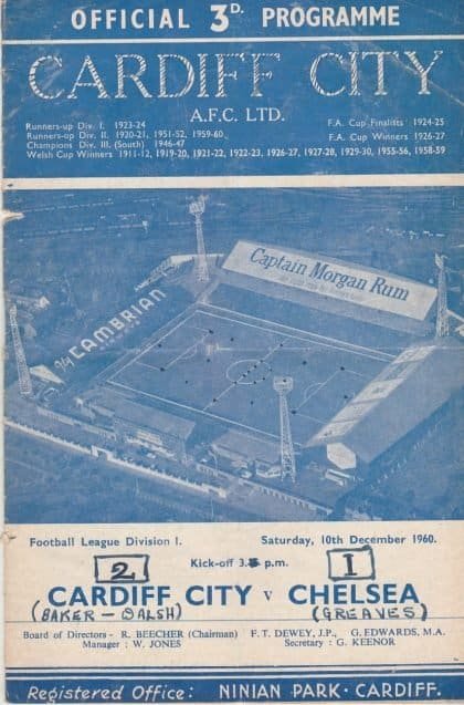 Cardiff City v Chelsea 10-Dec-1960