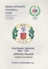 Grays Athletic v Crystal Palace   06-Aug-1991