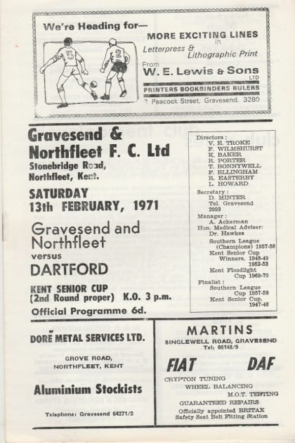 Gravesend & Northfleet v Dartford 13-Feb-1971