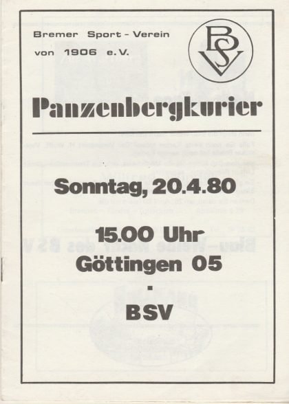 Bremer Sport - Verein v I.SC Göttingen 05  20-Apr-1980