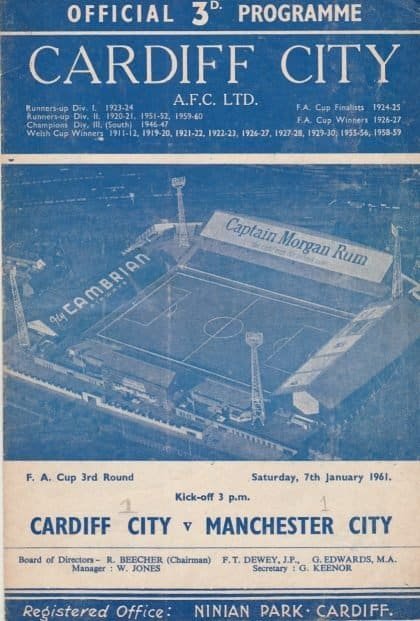Cardiff City v Manchester City 07-Jan-1961